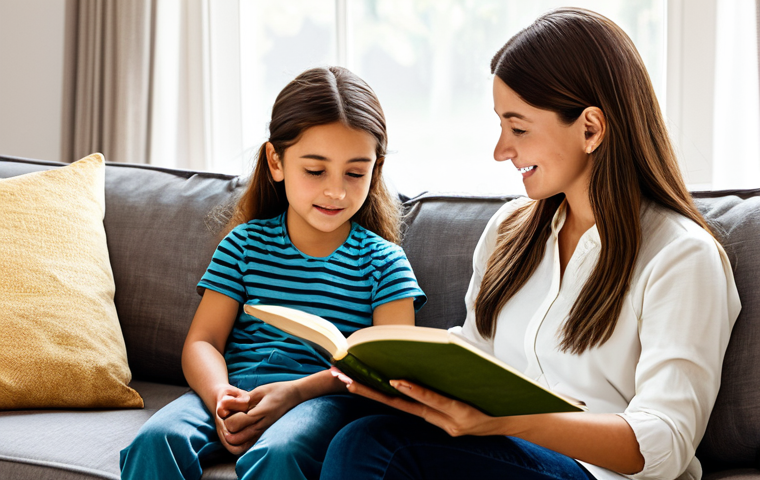 아이 정서발달 촉진법 - Mother and Child Reading**

"A mother and her child, fully clothed in modest clothing, are sitting t...