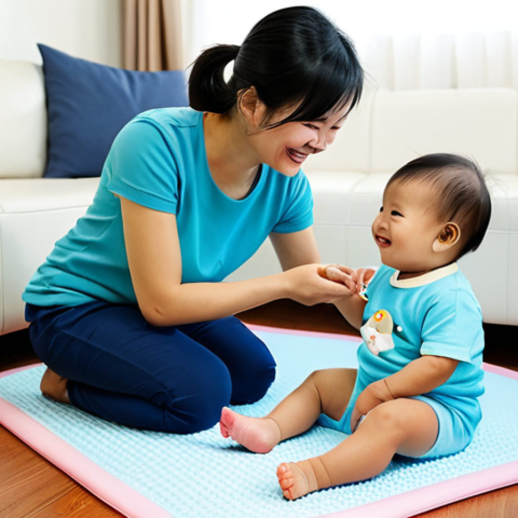 아기 첫걸음마 도와주는 방법 - **

"A safe play area in a Vietnamese home, featuring soft foam mats, corner protectors on furniture...