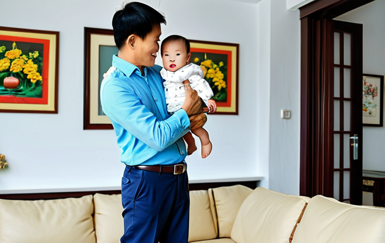 아기 첫걸음마 도와주는 방법 - **

"A safe play area in a Vietnamese home, featuring soft foam mats, corner protectors on furniture...