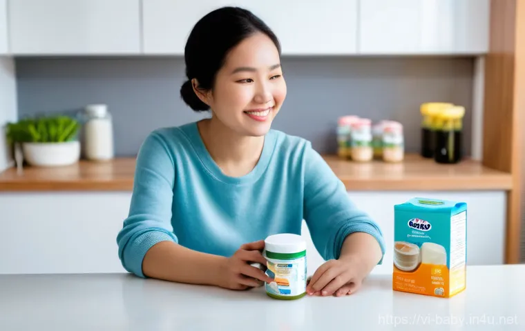 분유 수유 방법 - Image Prompt 1: The Thoughtful Mother Choosing Formula**
