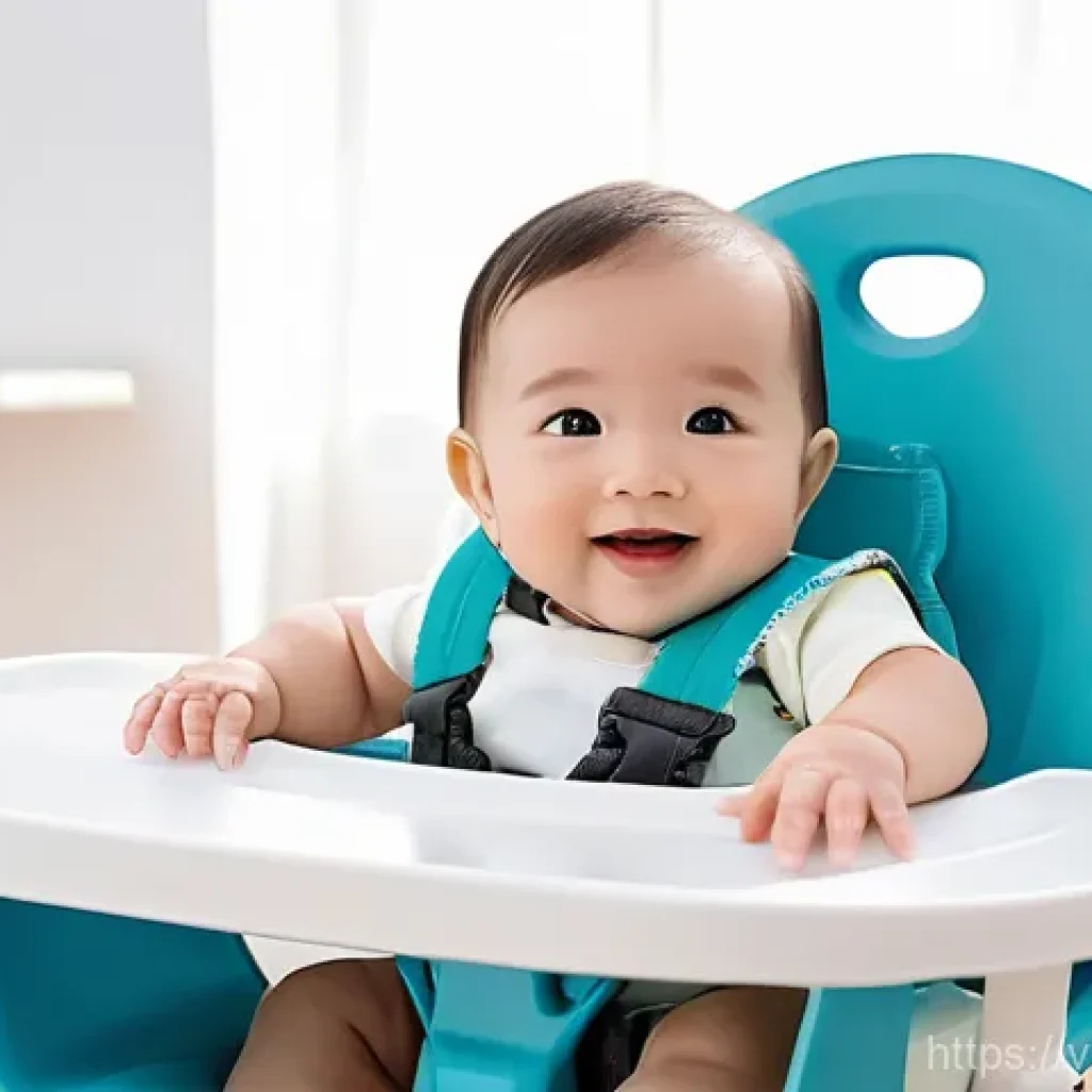 아기 식탁의자 추천 - **Safety First: A Joyful Mealtime Moment**
    A happy Vietnamese baby, approximately 7-9 months old...