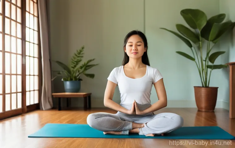 출산 전후 체중 감량법 - **Prompt 1: Gentle Postpartum Yoga in a Vietnamese Home**
    A serene, realistic photo of a young V...