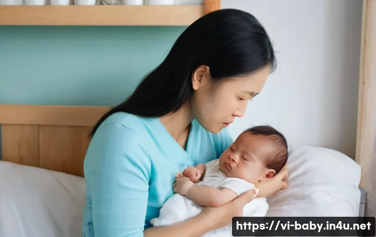 아기 체온 낮추는 법 - **Prompt 1: Recognizing Early Signs of Fever and Comfort**
    "A tender moment between a Vietnamese...