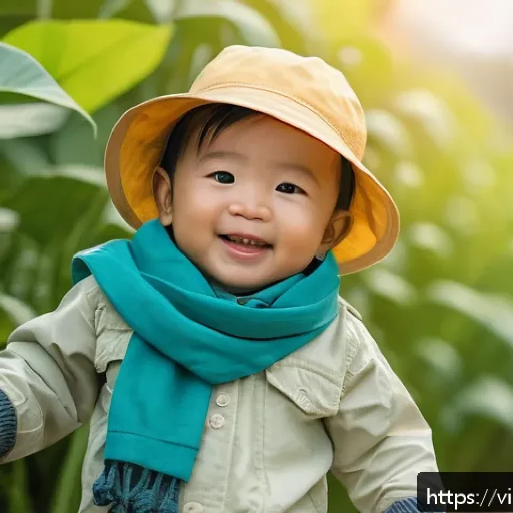 아기와 온도 변화 대처 - A Vietnamese toddler wearing a soft cotton long-sleeve shirt layered with a lightweight jacket, pair...