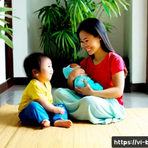 아기와 형제 간 질투 해결 - Photorealistic warm family scene in a bright modern Vietnamese home in Ho Chi Minh City, a gentle mo...
