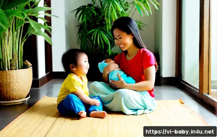 아기와 형제 간 질투 해결 - Photorealistic warm family scene in a bright modern Vietnamese home in Ho Chi Minh City, a gentle mo...